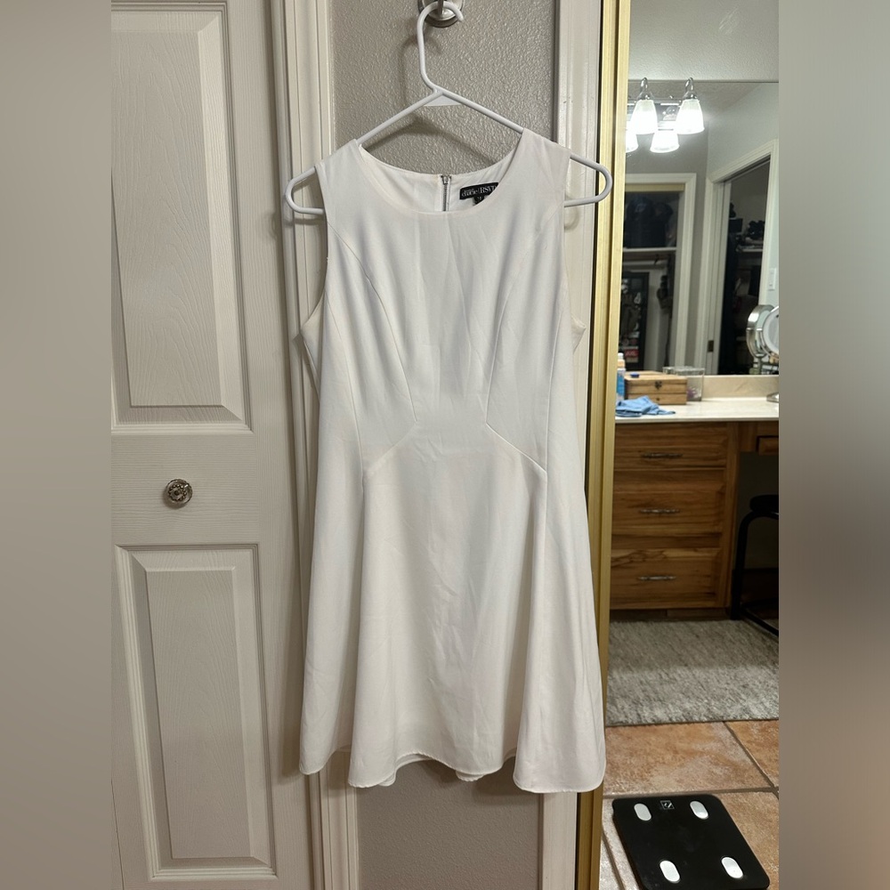 White knee length fitted dress